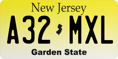 NJ license plate A32MXL