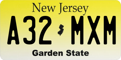 NJ license plate A32MXM