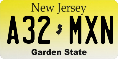 NJ license plate A32MXN