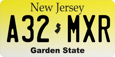 NJ license plate A32MXR