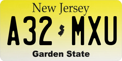 NJ license plate A32MXU