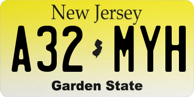 NJ license plate A32MYH