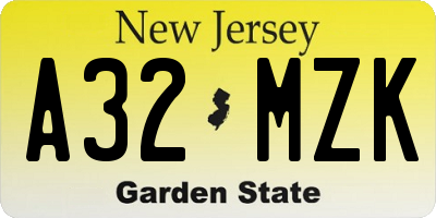 NJ license plate A32MZK