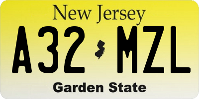 NJ license plate A32MZL