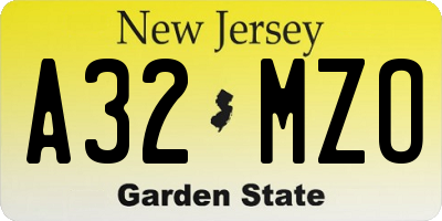 NJ license plate A32MZO