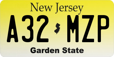 NJ license plate A32MZP