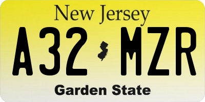 NJ license plate A32MZR