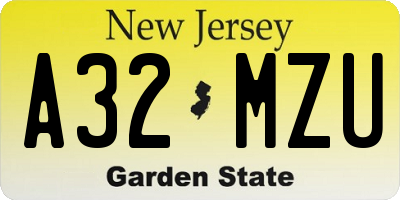 NJ license plate A32MZU