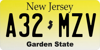 NJ license plate A32MZV