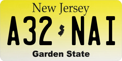 NJ license plate A32NAI