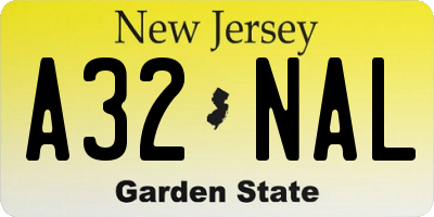 NJ license plate A32NAL