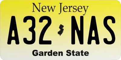 NJ license plate A32NAS