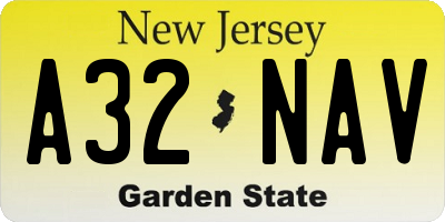 NJ license plate A32NAV