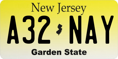 NJ license plate A32NAY