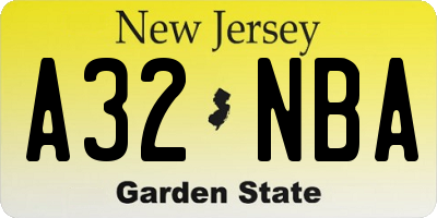 NJ license plate A32NBA