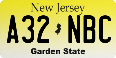 NJ license plate A32NBC
