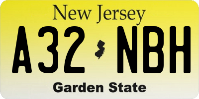 NJ license plate A32NBH