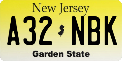 NJ license plate A32NBK