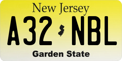 NJ license plate A32NBL