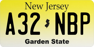 NJ license plate A32NBP