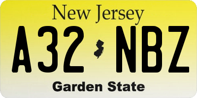 NJ license plate A32NBZ