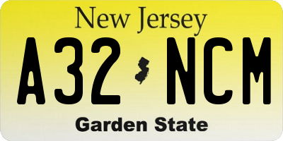 NJ license plate A32NCM