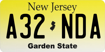 NJ license plate A32NDA