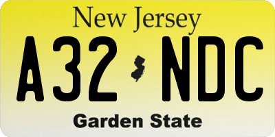 NJ license plate A32NDC