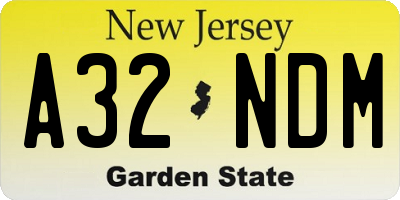 NJ license plate A32NDM