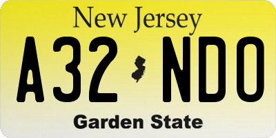 NJ license plate A32NDO