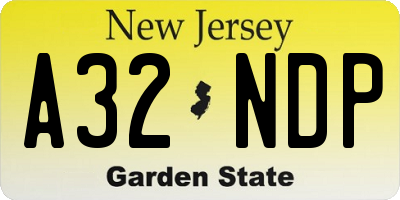 NJ license plate A32NDP