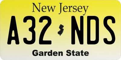 NJ license plate A32NDS