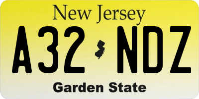 NJ license plate A32NDZ