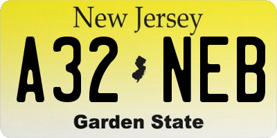 NJ license plate A32NEB
