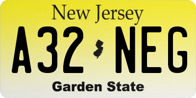 NJ license plate A32NEG