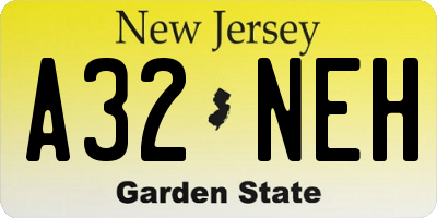 NJ license plate A32NEH