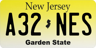 NJ license plate A32NES