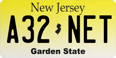 NJ license plate A32NET