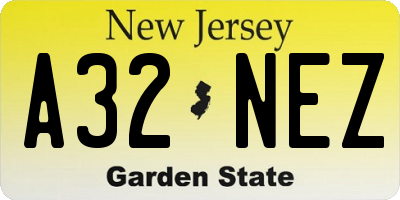 NJ license plate A32NEZ