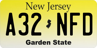 NJ license plate A32NFD