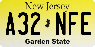NJ license plate A32NFE