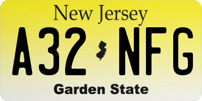 NJ license plate A32NFG