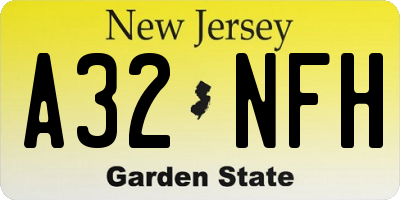 NJ license plate A32NFH