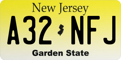 NJ license plate A32NFJ