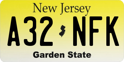 NJ license plate A32NFK