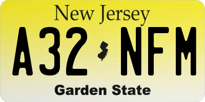 NJ license plate A32NFM