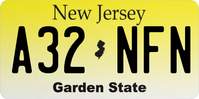 NJ license plate A32NFN
