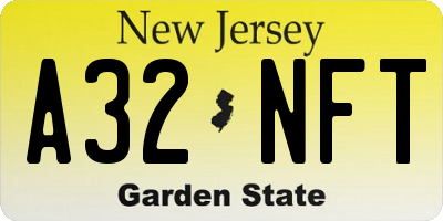 NJ license plate A32NFT