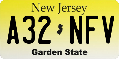 NJ license plate A32NFV