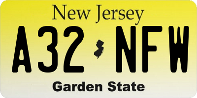 NJ license plate A32NFW